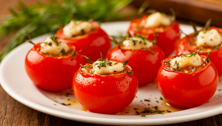 Необычная закуска для праздника: помидоры с чесночной начинкой за считанные минуты